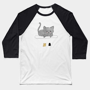 Kitty Waiting For Mouse Baseball T-Shirt